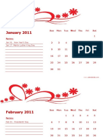 2011 Monthly Holiday With Notes Red Landscape1