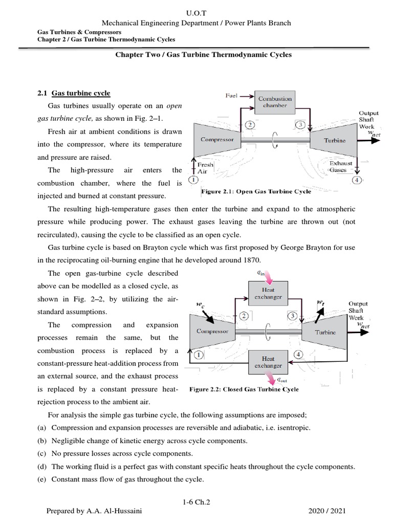 Gasturbines Ch 2 Gas Turbine Thermodynamic Cycles Pdf Gas