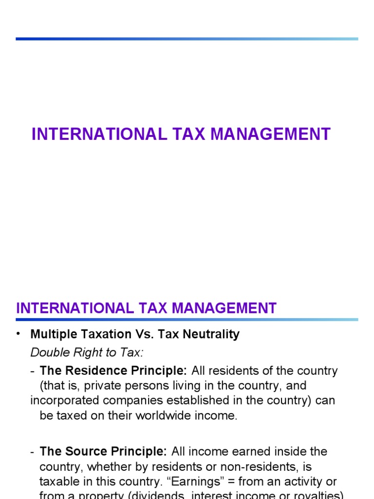 International Tax Management | PDF | International Taxation | Taxes