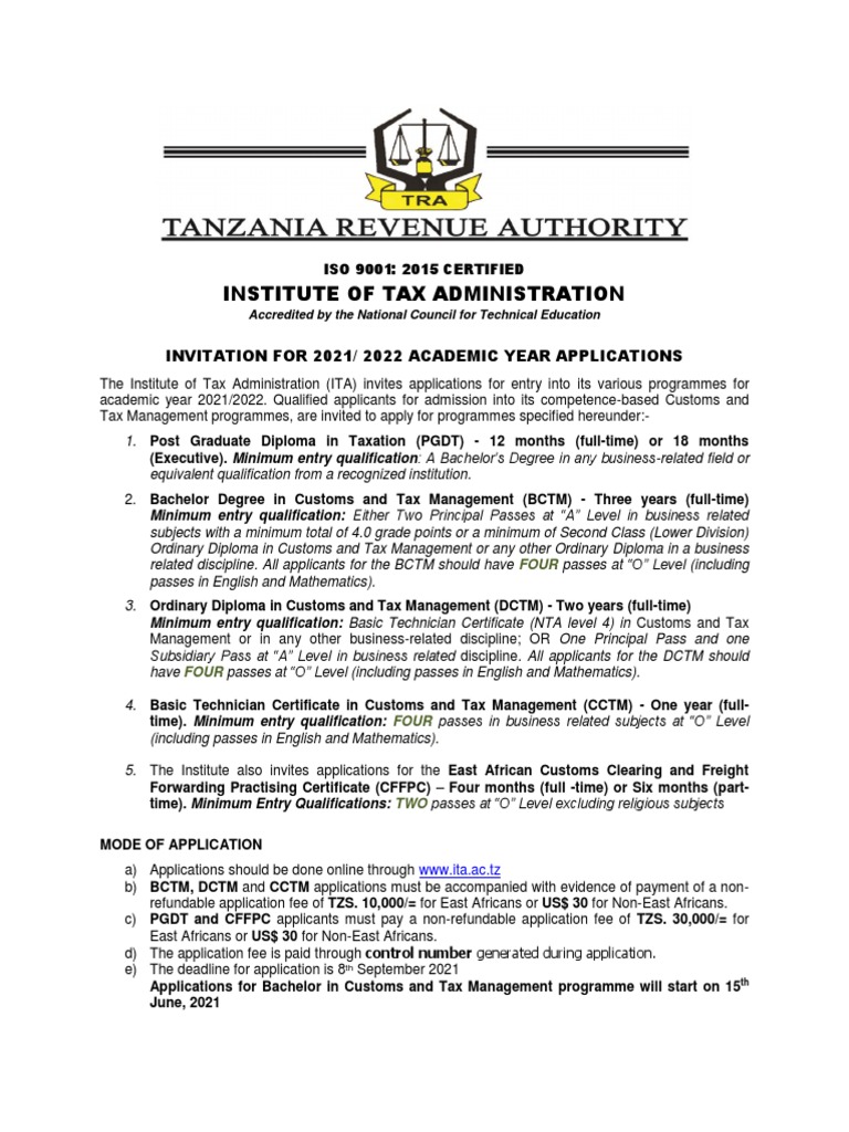 ITA 2021/2022 Academic Year Applications | PDF | Diploma | Academic Degree
