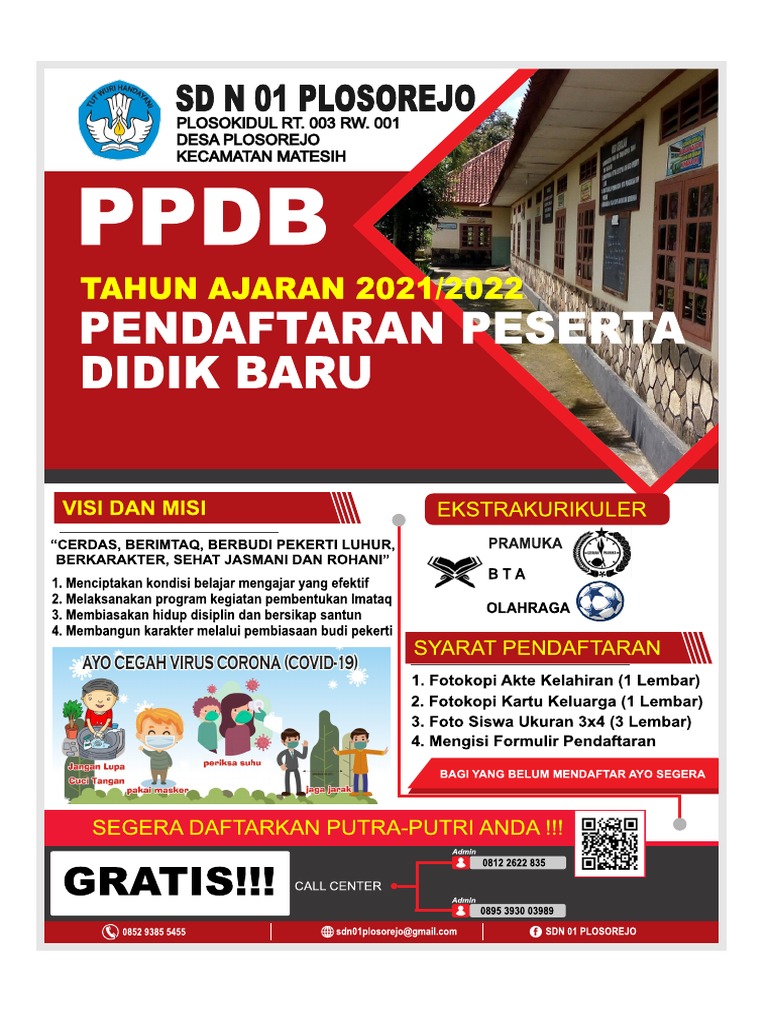 Brosur PPDB SDN 01 Plosorejo 2021 PDF