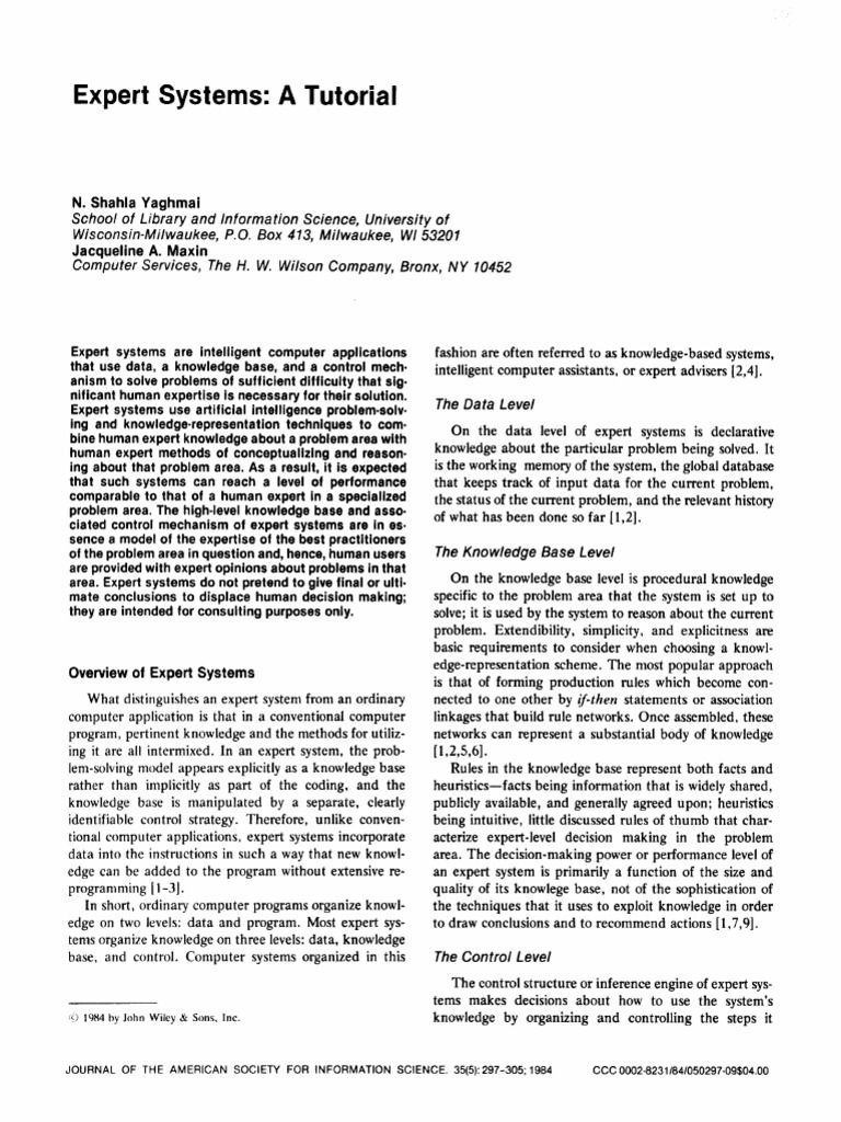 Expert Systems: A Comprehensive Guide | PDF | System | Expert