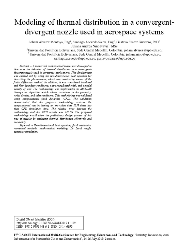 Modeling of Thermal Distribution in A Convergent Divergent Nozzle Used ...