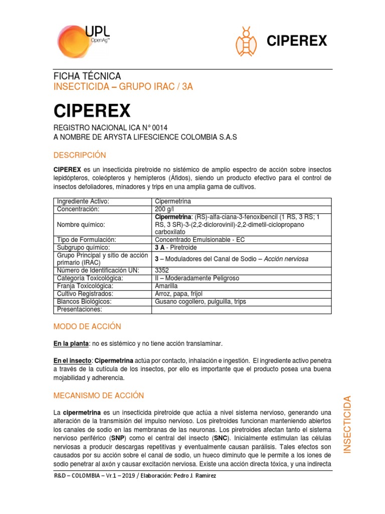 Ficha Técnica de Ciperex Insecticida | PDF | Science | Biología