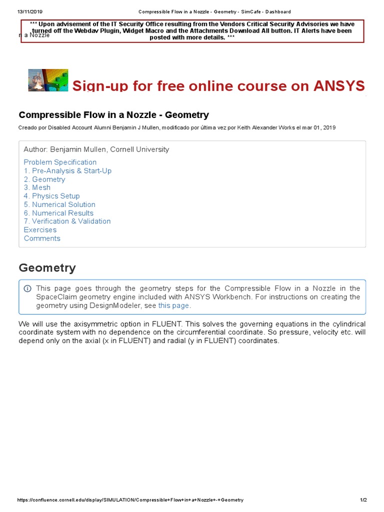 Flow in A Nozzle - Geometry | PDF | Compressible Flow | Fluid Dynamics