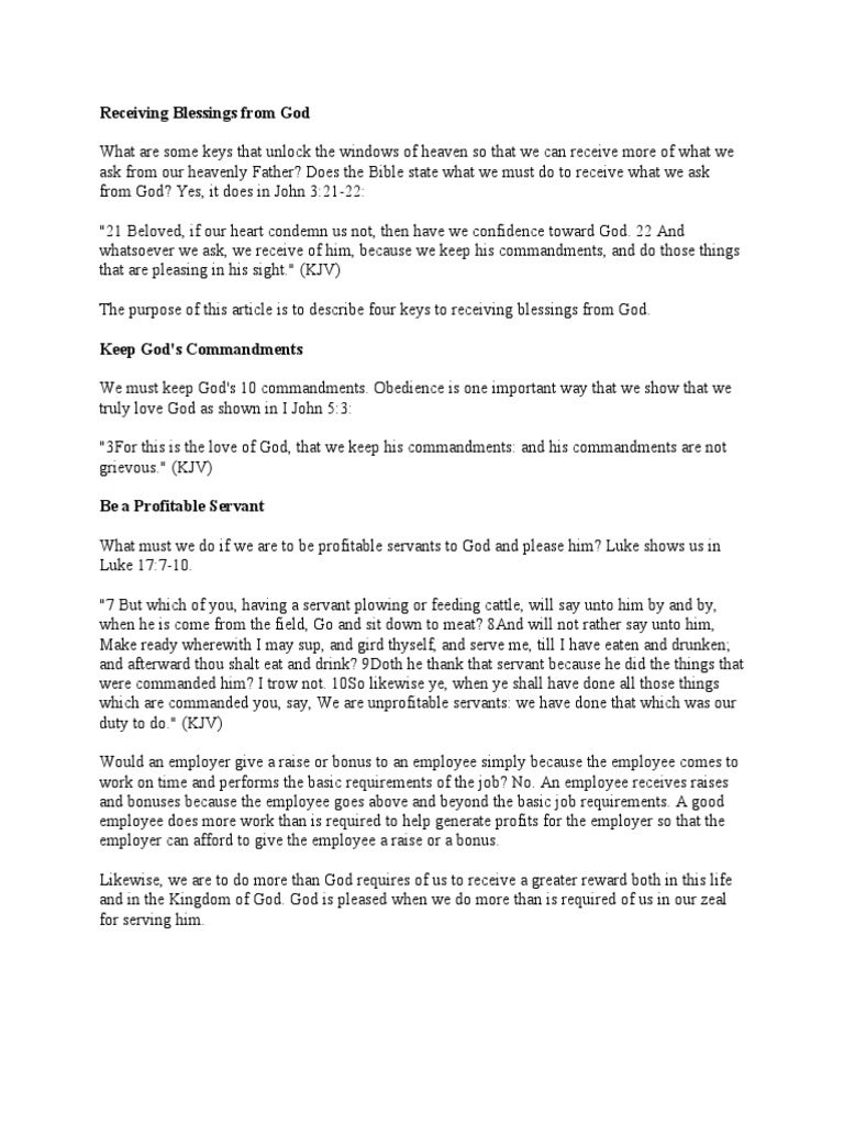 Receiving Blessings From God PDF Disciple (Christianity) Gospel