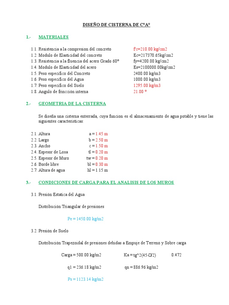 14 - Diseño de Cisterna Rectangular | PDF | Ciencia de los materiales ...