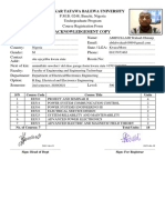 Abubakar Tafawa Balewa University: P.M.B. 0248, Bauchi, Nigeria Undergraduate Program Course Registration Form
