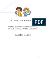 Form One Project: Deadline For Submission Via EMAIL Monday 17 May 2021 10am