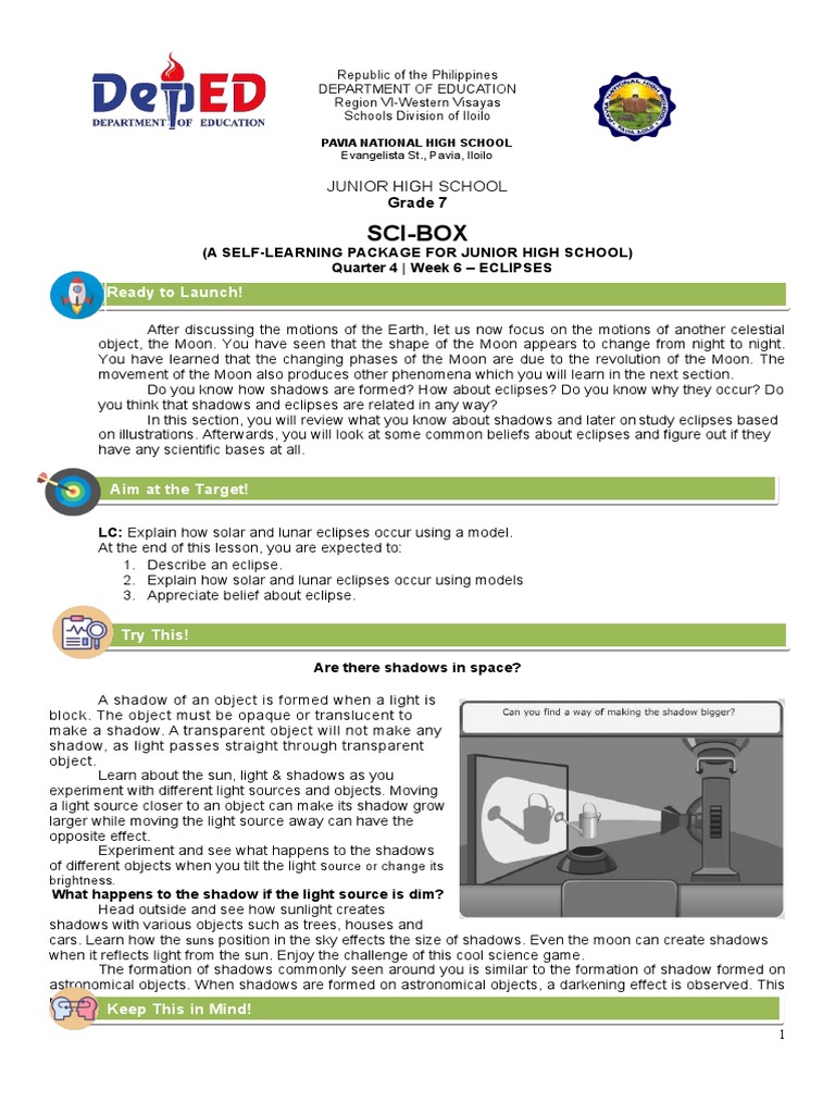 Sci-Box: Grade 7 | PDF | Eclipse | Solar Eclipse