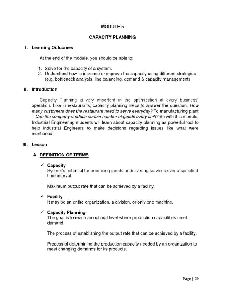 Module 5 Production System Capacity Planning Pdf Demand Economies