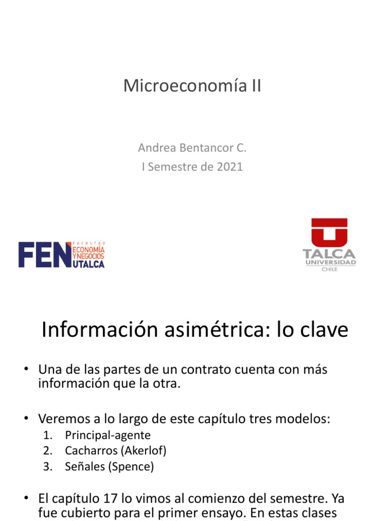 Clase - Asimetrias de Información | PDF | Selección adversa | Mercado  (economía)