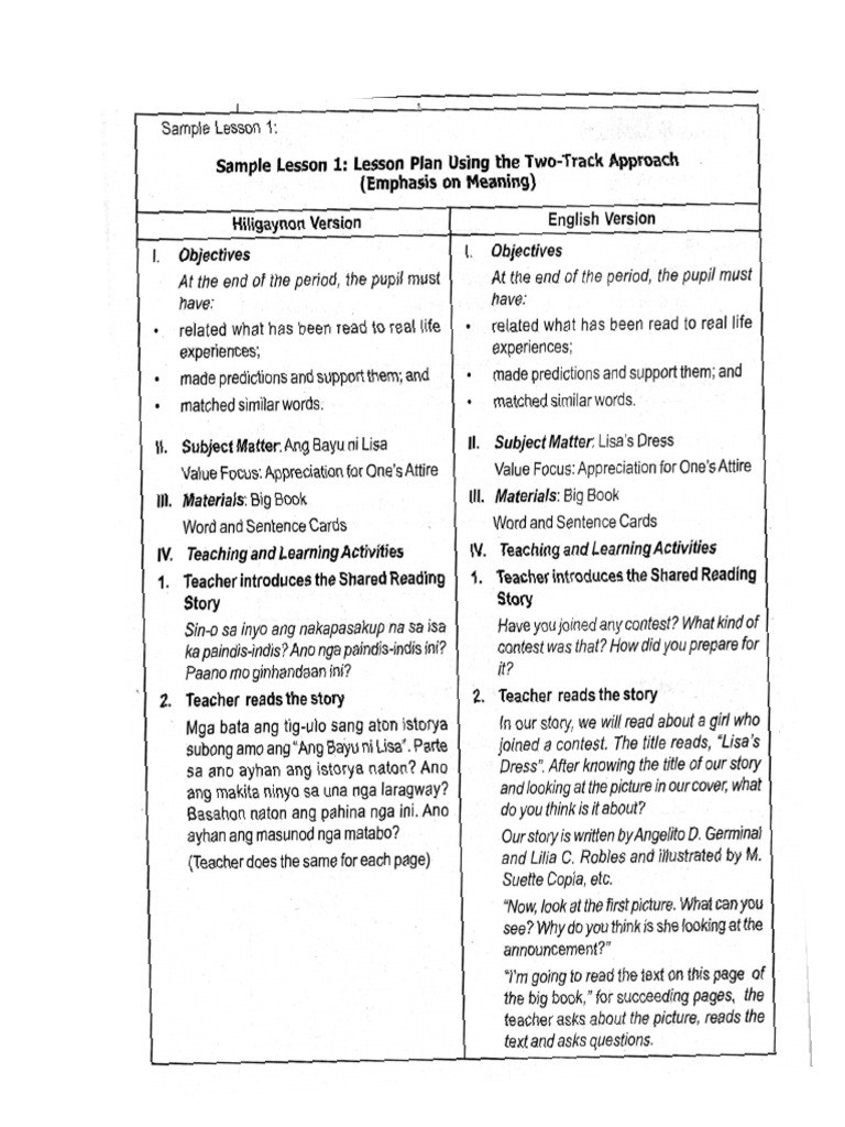Lesson Plan Exemplars Pdf