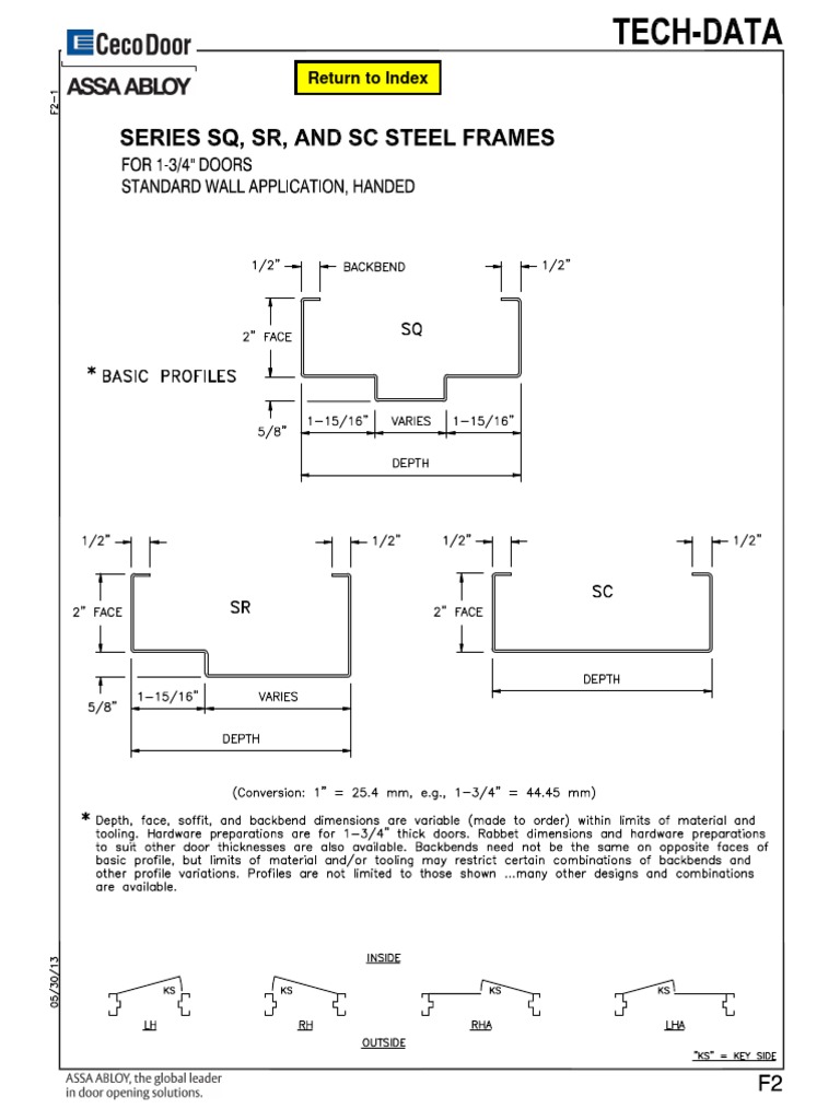 Assa Abloy Ceco Door Series SQ Steel Frames Submittal PDF
