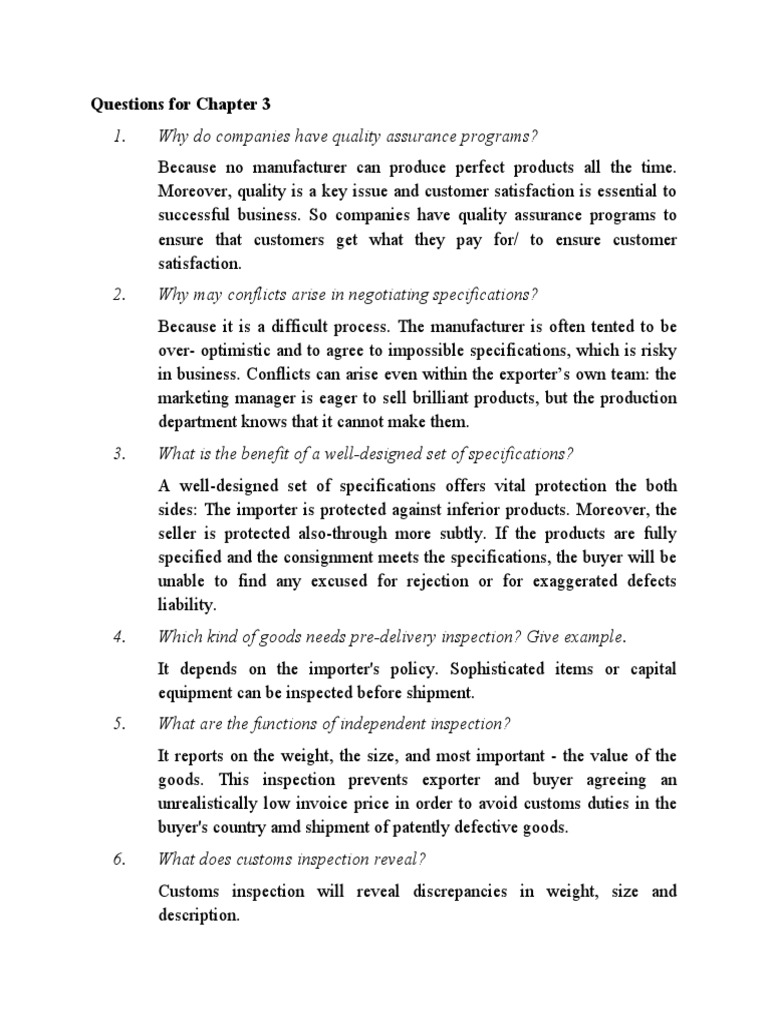 Questions For Chapter 3 PDF Implied Warranty Contract Law