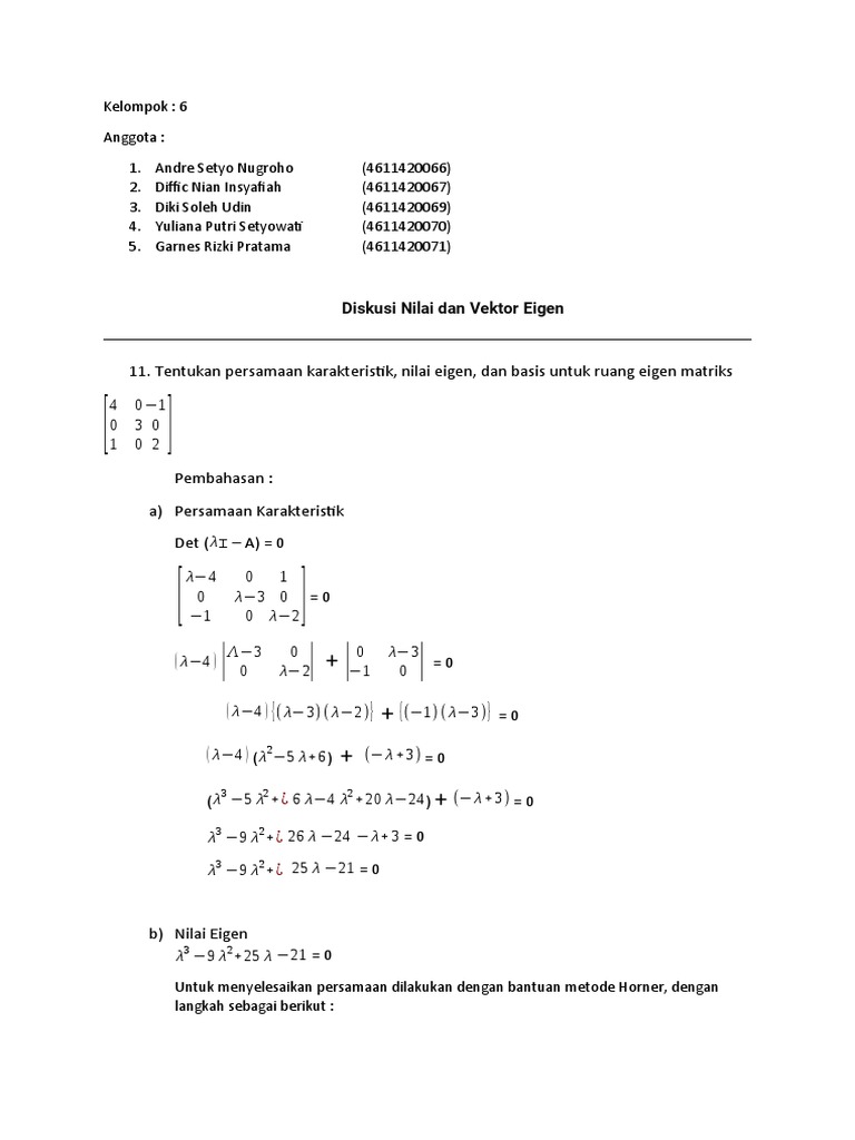 Nilai Eigen dan Ruang Eigen Matriks | PDF | Metode & Bahan Ajar