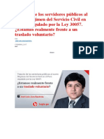 Tránsito de Los Servidores Públicos Al Nuevo Régimen Del Servicio Civil en El Perú Regulado Por La Ley 30057