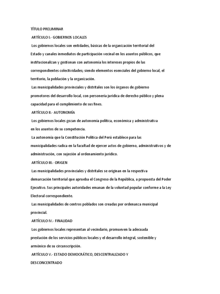 Estructura y Funciones de Gobiernos Locales | PDF | Gobierno local ...