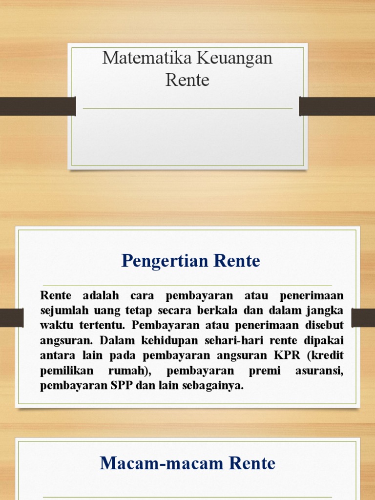 Rente: Pengertian dan Jenis-Jenisnya | PDF | Pengelolaan Keuangan & Uang