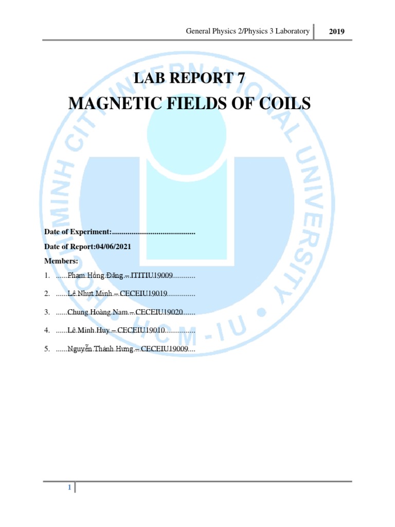 Fields of Coils Lab Report 7 PDF Inductor Field