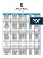 Super Back Report Call Log: Name Phone Number Time Duration Type