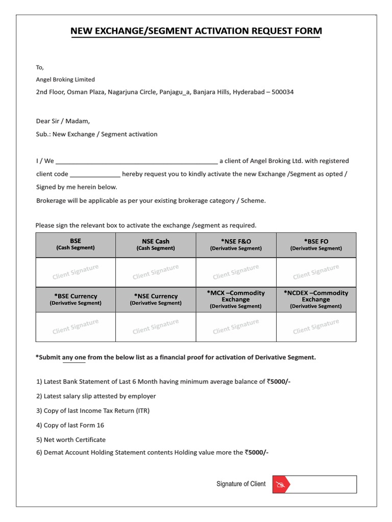 New Segment Activation Request Form | PDF | Financial Services ...