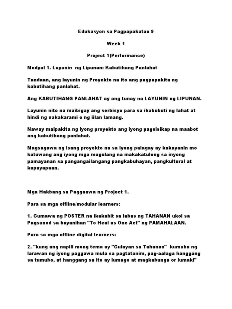Edukasyon Sa Pagpapakatao 9 Performance Task | PDF