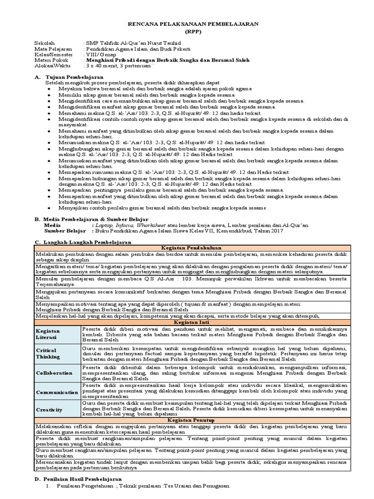 RPP Pai 3-Sem 2 | PDF | Karier & Perkembangan | Sains & Matematika