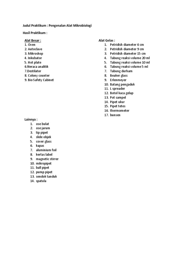 Materi+1 +hasil+praktikum+alat+mikrobiologi | PDF