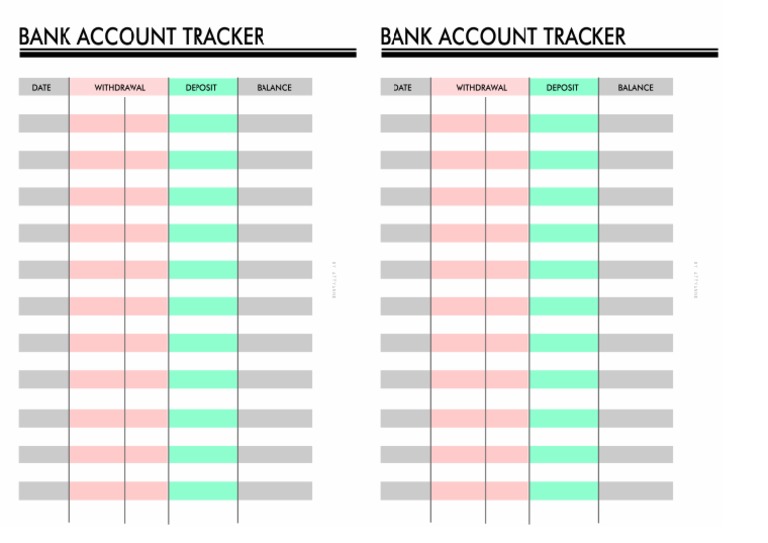 Bank Account Tracker (Back) | PDF