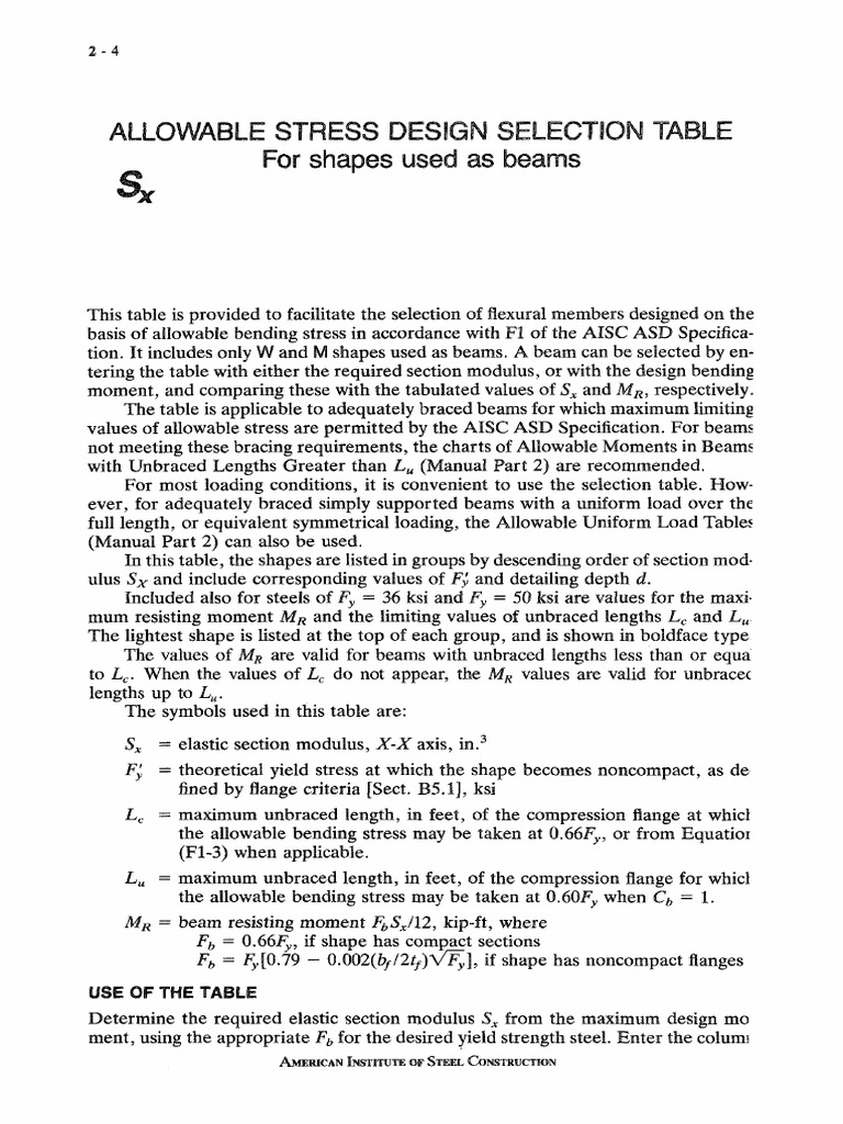 AISC ASD Allowable Bending Stress Guide | PDF | Beam (Structure) | Bending
