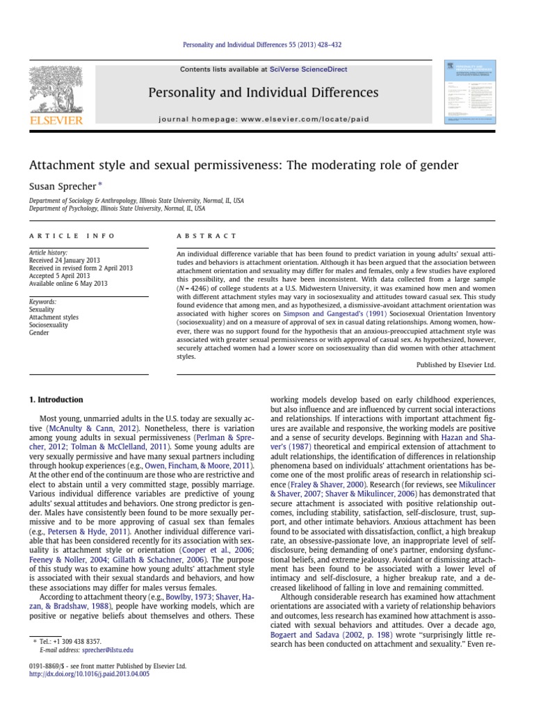 Gender Differences in Attachment and Sexuality | PDF | Attachment ...