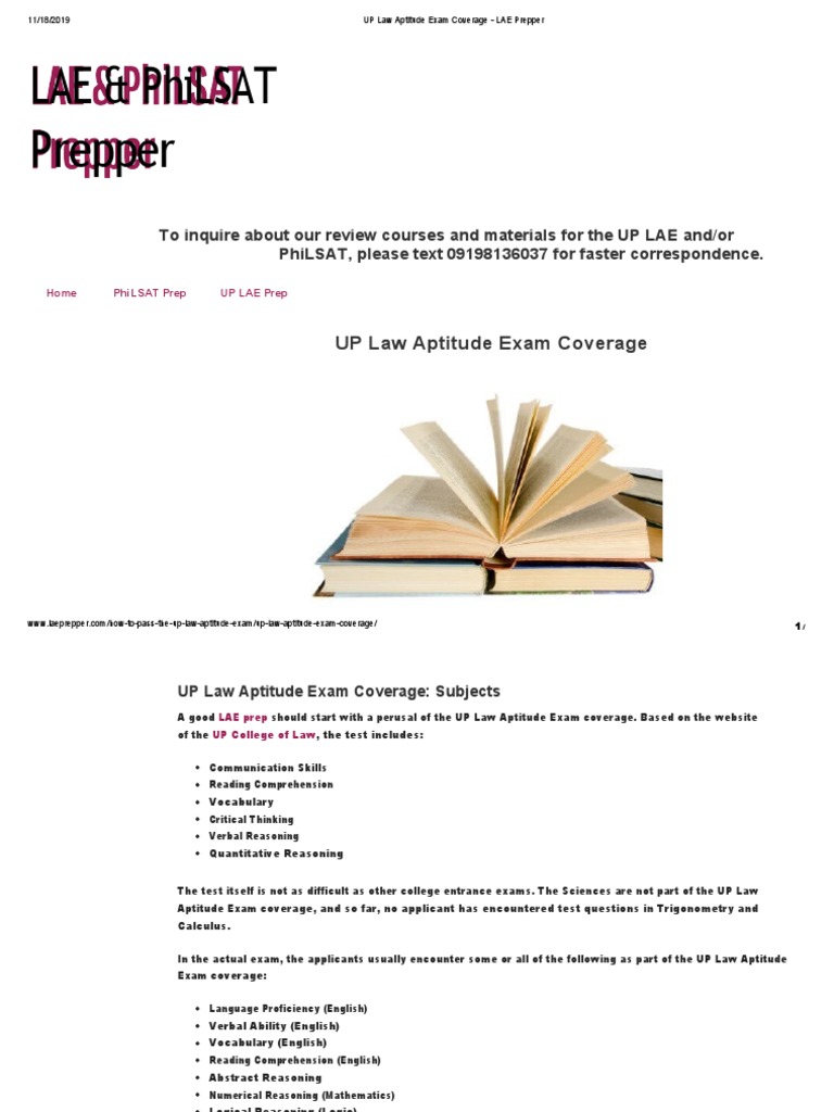 Up Law Aptitude Exam Coverage Lae Prepper PDF Argument Test