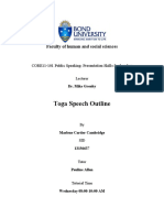 Toga Speech Outline: Faculty of Human and Social Sciences
