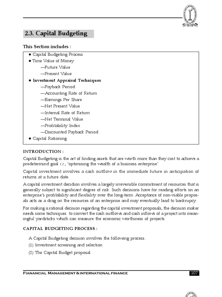 Capital Budgeting | PDF | Internal Rate Of Return | Net Present Value