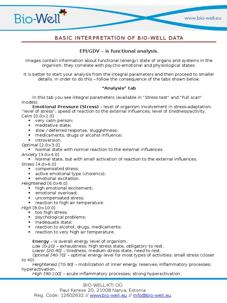 Interpreting Bio-Well Data Insights | PDF | Extraversion And ...