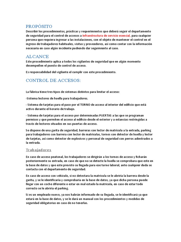 Control de Accesos a Infraestructura Esencial | PDF | Seguridad | Policía
