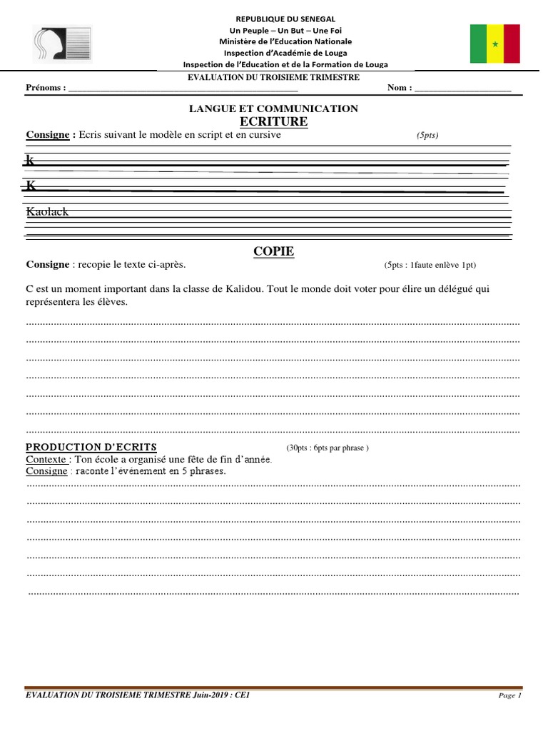 évaluation Français Ce1 3ème Trimestre Pdf Ce1 Evaluation Troisieme Trimestre Juin 2019 | PDF | Combustible | Science