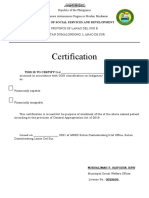 Certification: Ministry of Social Services and Development
