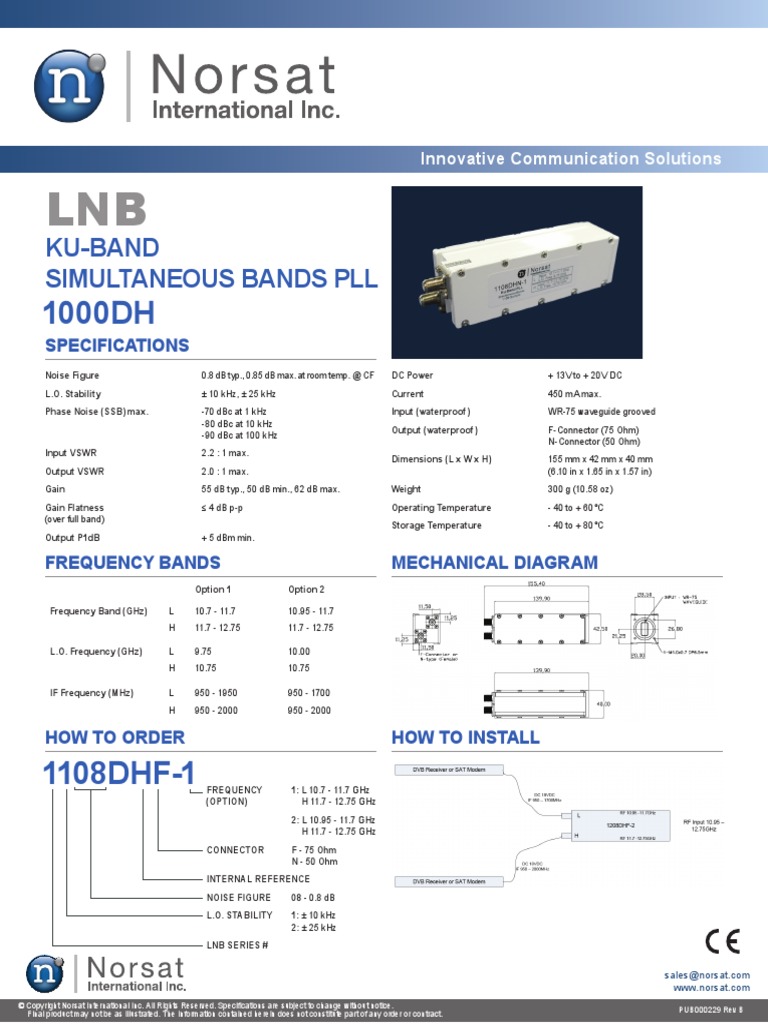Ku-Band Simultaneous Bands PLL: Specifications | PDF | Wireless ...