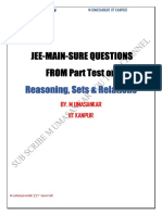 JEE-MAIN-SURE QUESTIONS FROM PART TEST ON REASONING, SETS & RELATIONS