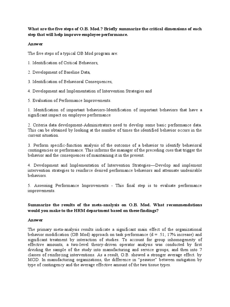 What Are The Five Steps of O | PDF | Behavior | Behavior Modification