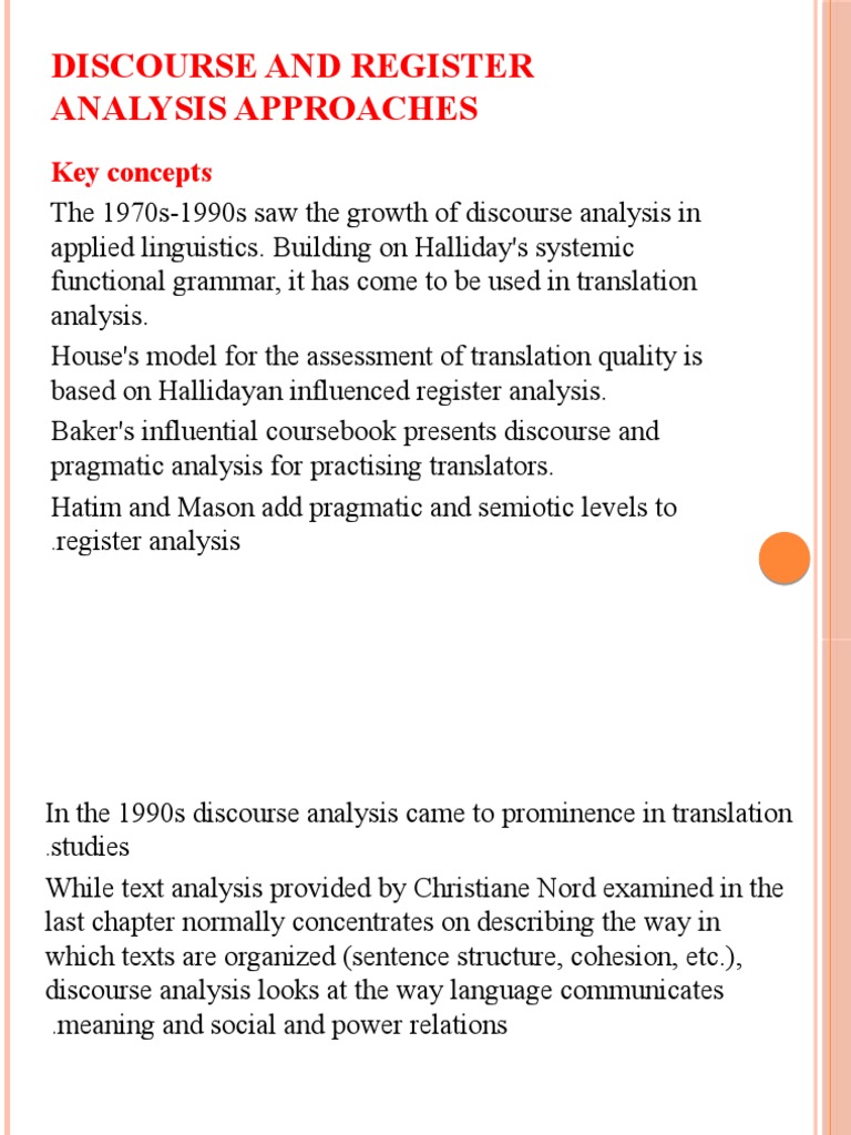 Discourse and Register Analysis Approaches: Key Concepts | PDF ...