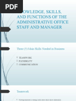 Knowledge, Skills, and Functions of The Administrative Office Staff and Manager