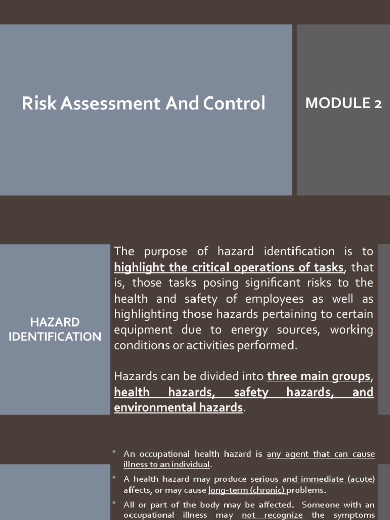 Risk Assessment & Control Module 2 | PDF | Hazards | Labor Relations