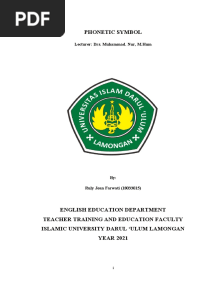 Phonetic Symbol: Lecturer: Drs. Muhammad. Nur, M.Hum