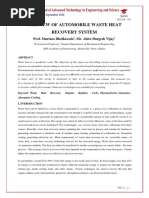 A Review of Automobile Waste Heat Recovery System: Prof. Murtaza Dholkawala, Mr. Ahire Durgesh Vijay