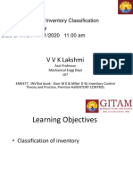 V V K Lakshmi: Topic For The Class: Inventory Classification Unit - IV: Inventory Date & Time: 17/11/2020 11.00 Am