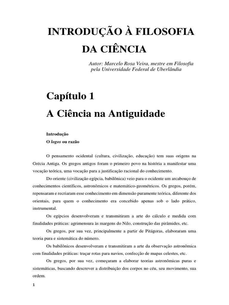 Introdução À Filosofia Da Ciência Marcelo Vieira | PDF | Sócrates | Science
