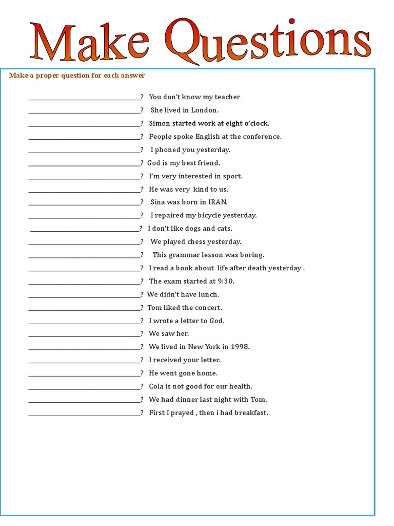 Question Formation Exercises | PDF | Language Arts & Discipline